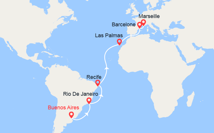 Croisière Traversée de Buenos Aires à Marseille avec Costa Croisières