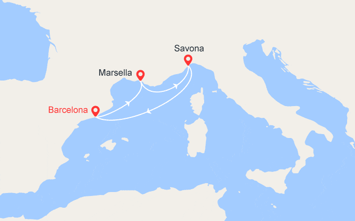 itinéraire croisière Mediterráneo Occidental - Riviera Mexicana : Azul lavanda: Francia e Italia 