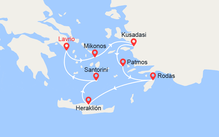itinéraire croisière Mediterráneo Oriental - Mar Rojo/Mediterráneo : Egeo Icónico II 