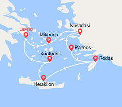 itinéraire croisière Mediterráneo Oriental - Islas Griegas : Egeo Icónico II 