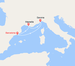 itinéraire croisière Mediterráneo Occidental : Estrellas de plata 
