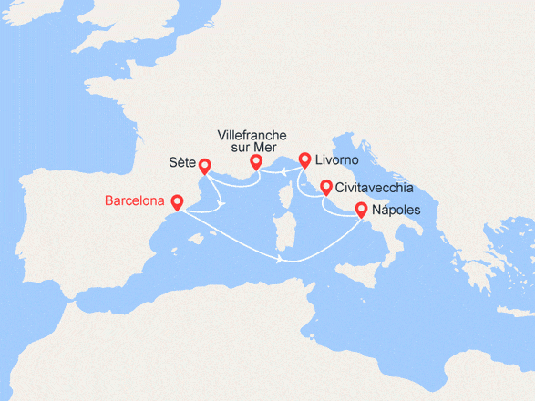 itinéraire croisière Mediterráneo Occidental : 5 Maravillas Del Mediterráneo