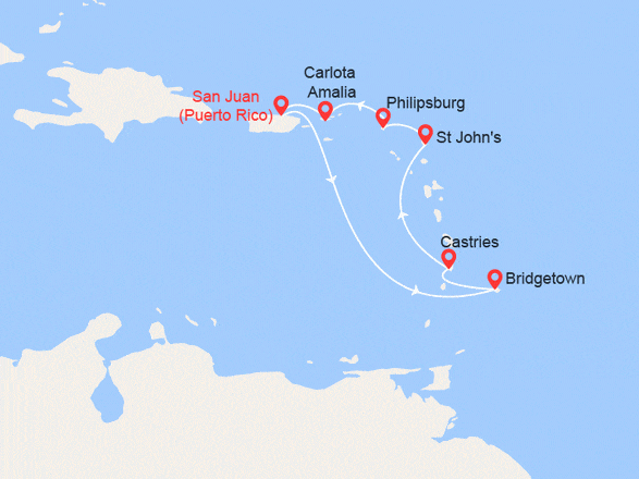 itinéraire croisière Antillas : Antillas