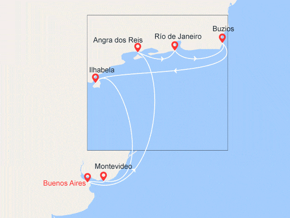 itinéraire croisière Sudamérica - Canal de Panamá : Argentina, Brasil, Uruguay