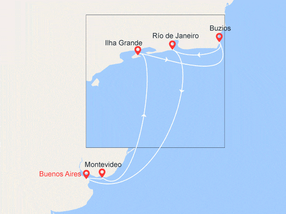 itinéraire croisière Sudamérica : Argentina, Uruguay, Brasil