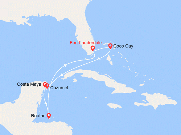 itinéraire croisière Caribe : Bahamas, Messico, Honduras