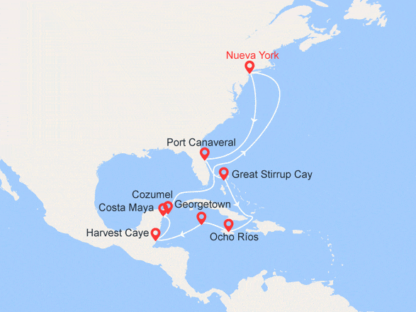 itinéraire croisière Caribe : Caribe occidental