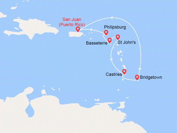 itinéraire croisière Caribe : Caribe Sur