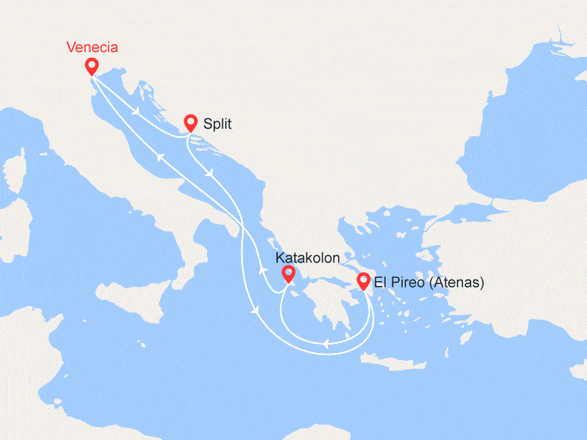 itinéraire croisière Mediterráneo Oriental : Croacia, Grecia