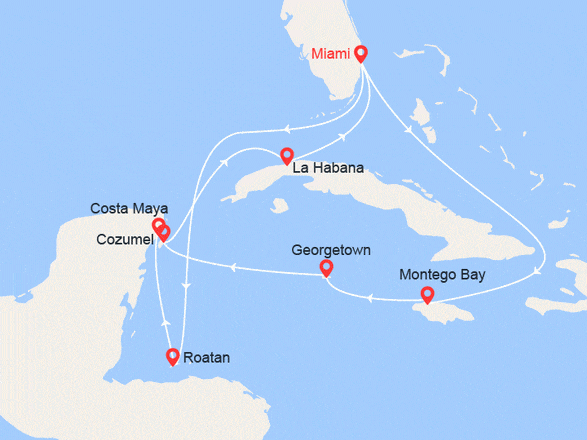 itinéraire croisière Cuba - Cuba : Cuba y Caribe desde Miami