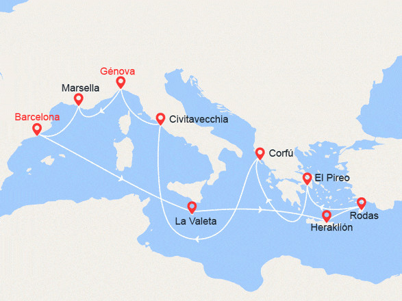 itinéraire croisière Mediterráneo Oriental - Islas Griegas : De España a Grecia, un viaje inolvidable