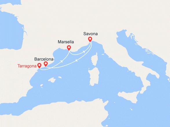itinéraire croisière Mediterráneo Occidental : De Tarragona a Barcelona
