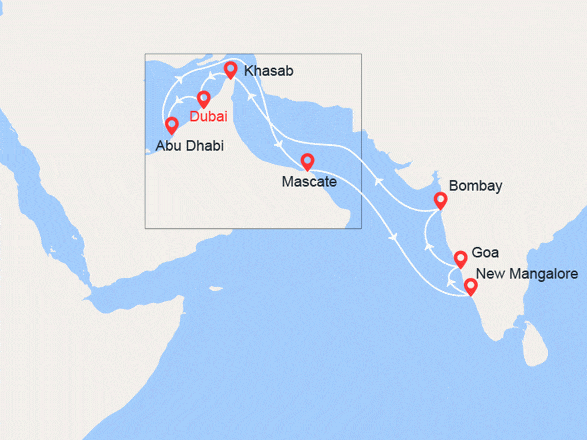 itinéraire croisière Oriente Medio : Emiratos Árabes Unidos, Omán, India