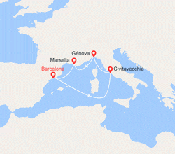 itinéraire croisière Mediterráneo Occidental : Italia, Francia