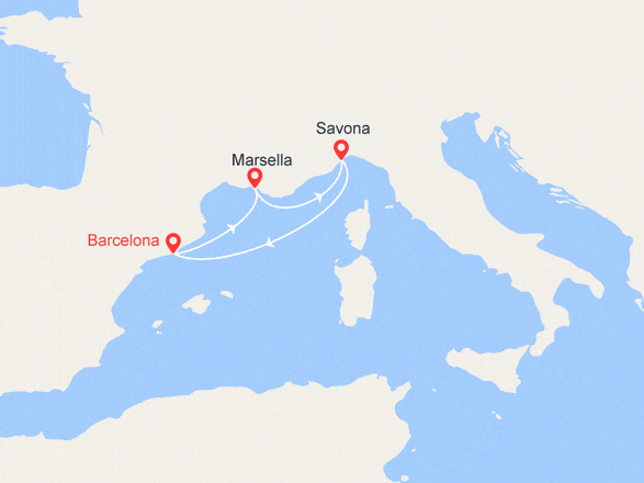 itinéraire croisière Mediterráneo : Italia y Francia