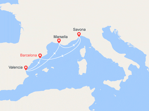 itinéraire croisière Mediterráneo Occidental : Las capitales de la felicidad