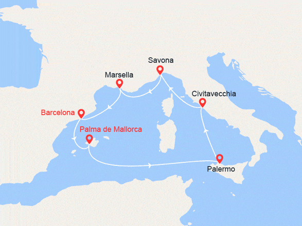 itinéraire croisière Mediterráneo Occidental - Las Islas Baleares : Maravilloso Mediterráneo
