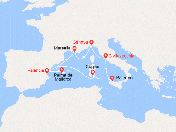 itinéraire croisière Mediterráneo Occidental : Tradición Mediterránea