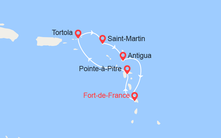 itinéraire croisière Caraïbes et Antilles : Antilles et Iles Vierges 