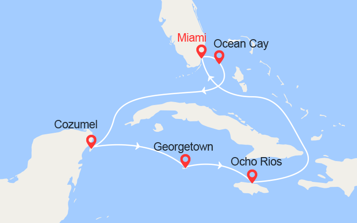 Itinéraire Bahamas, Cozumel, Iles Caïman, Jamaïque 