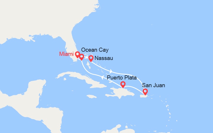 itinéraire croisière Caraïbes et Antilles : Bahamas, Porto Rico, République Dominicaine 