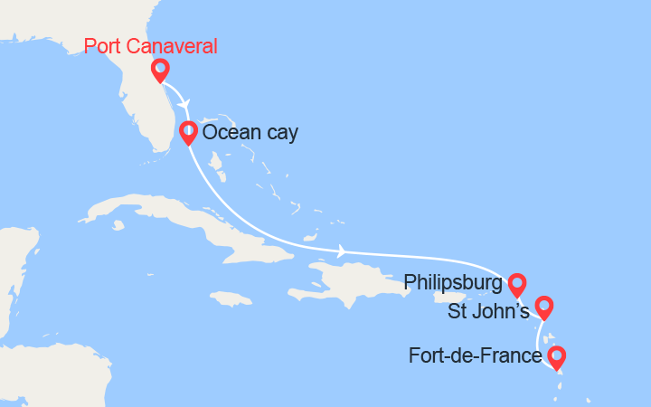 itinéraire croisière Caraïbes et Antilles - Cuba : Bahamas, St Maarten, Antigua 