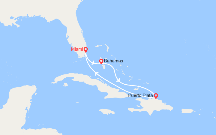 Carte itinéraire croisière bahamas rep dominicaine