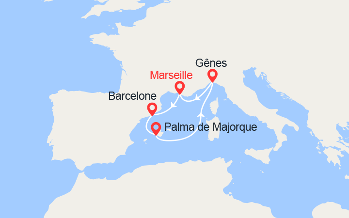 Itinéraire Barcelone, Majorque, Italie 