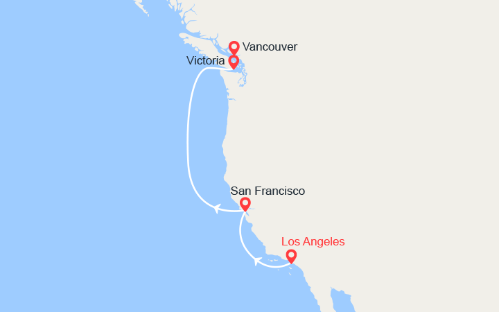 itinéraire croisière Amérique du Nord : Californie et Canada 