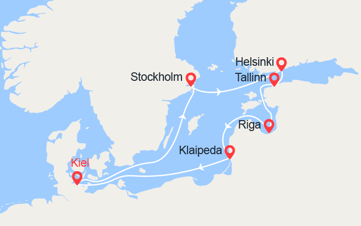 itinéraire croisière Baltique : Capitales de la Baltique : Stockholm, Tallin, Helsinki, Klaipeda... 