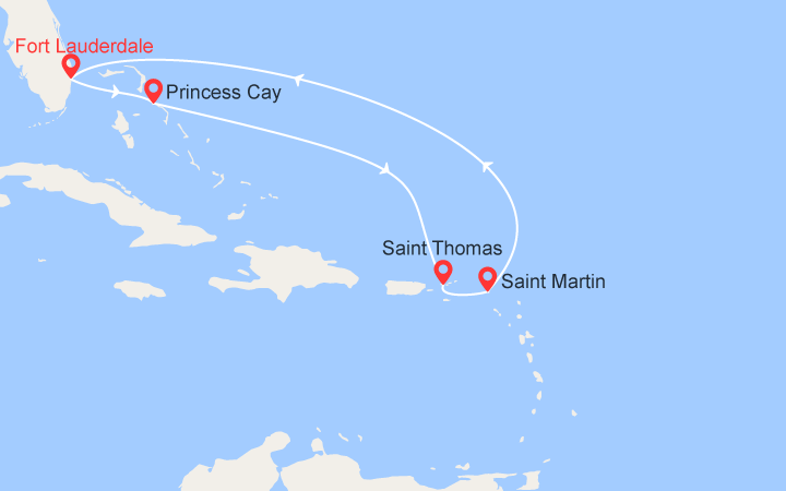 Itinéraire Caraïbes de l'est : Bahamas, St Thomas, St Martin 