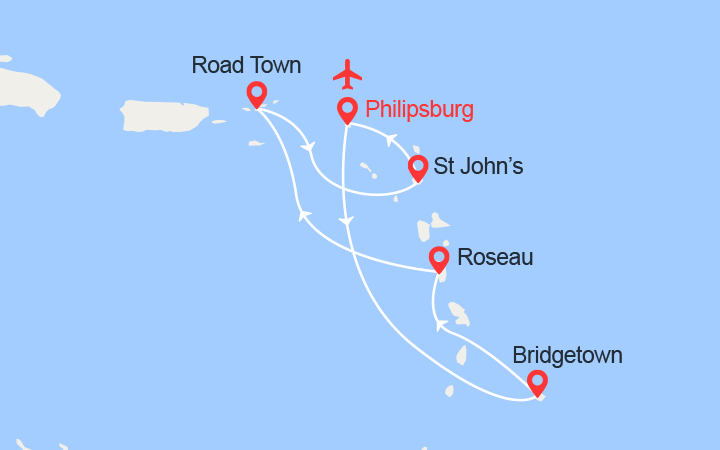 Itinéraire Caraïbes du Sud : Barbade, Dominique, Tortola, Antigua || Vols inclus 