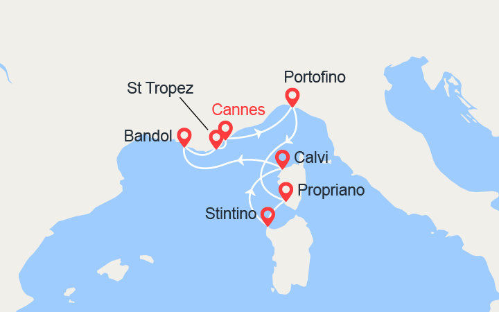 itinéraire croisière Méditerranée : Corse & Côte d'Azur 