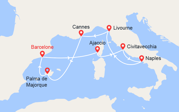 Itinéraire Corse, Italie, Côte d'Azur, Majorque 
