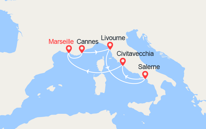 itinéraire croisière Méditerranée Occidentale : Côte d'Azur, Italie 