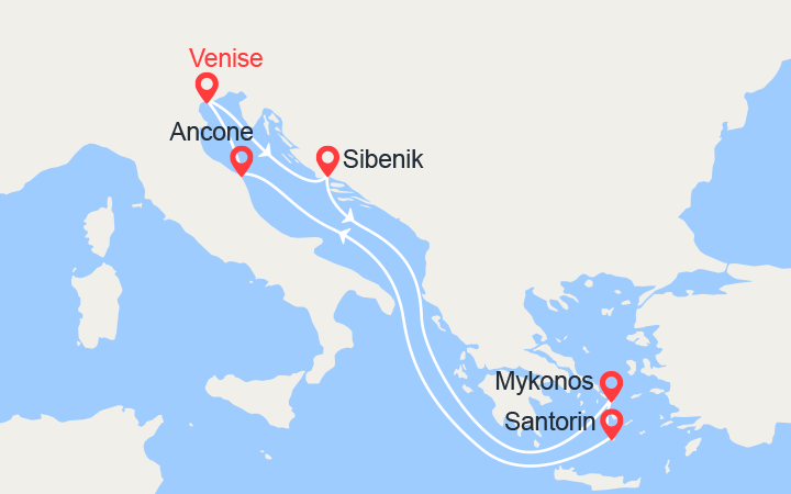 itinéraire croisière Iles grecques - Croatie/Adriatique : Croatie, Iles Grecques, Italie 