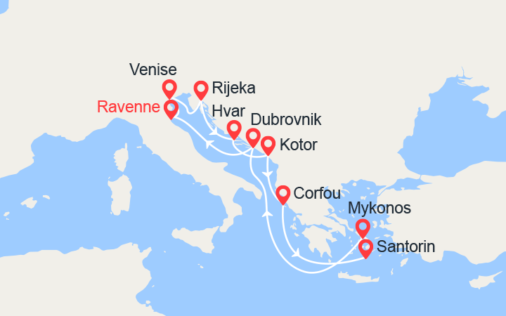 itinéraire croisière Méditerranée Orientale - Croatie/Adriatique : Croatie, Monténégro, Grèce 