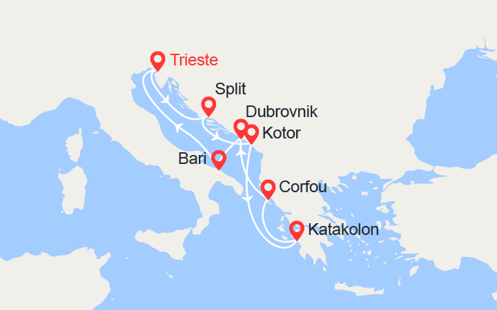 itinéraire croisière Iles grecques : Croatie, Monténégro, Iles Grecques 
