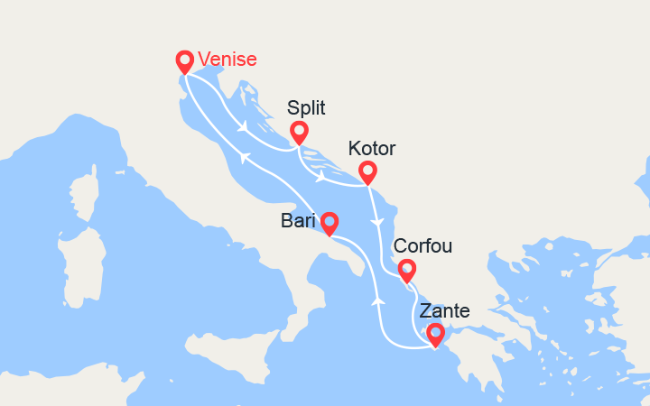 itinéraire croisière Croatie/Adriatique : Croatie, Monténégro, Iles grecques, Italie (2) 