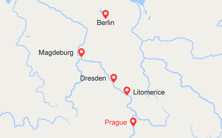 Carte itinéraire croisière Croisère sur la Moldau et l'Elbe (PGB_PP)