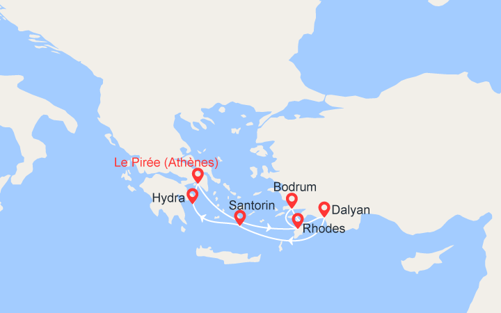 itinéraire croisière Méditerranée : Cyclades du Sud :  Iles grecques et Turquie 