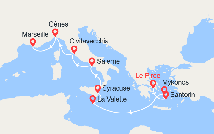 Itinéraire D'Athènes à Marseille 