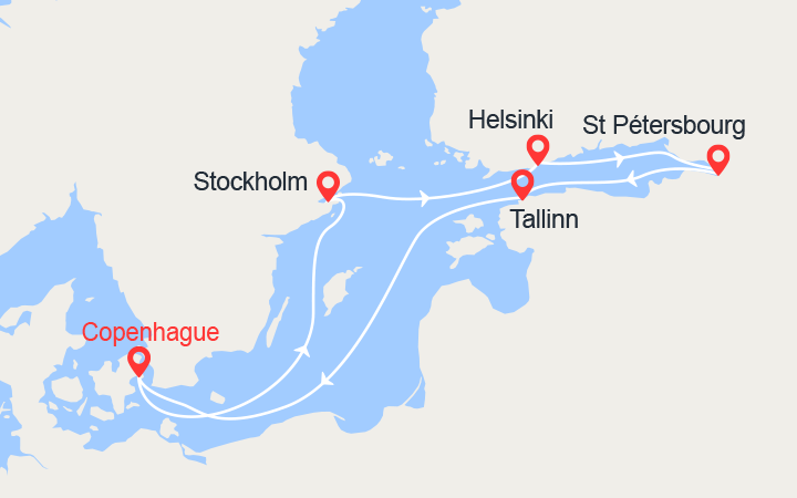 Itinéraire Danemark, Suède, Finlande, Russie, Estonie 