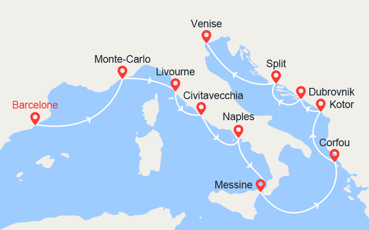 Itinéraire De Barcelone à Venise 