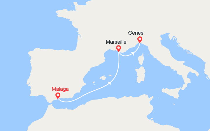 itinéraire croisière Méditerranée Occidentale : De Malaga à Gênes 