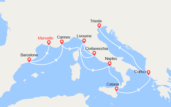 itinéraire croisière Méditerranée Occidentale : De Marseille à Trieste 