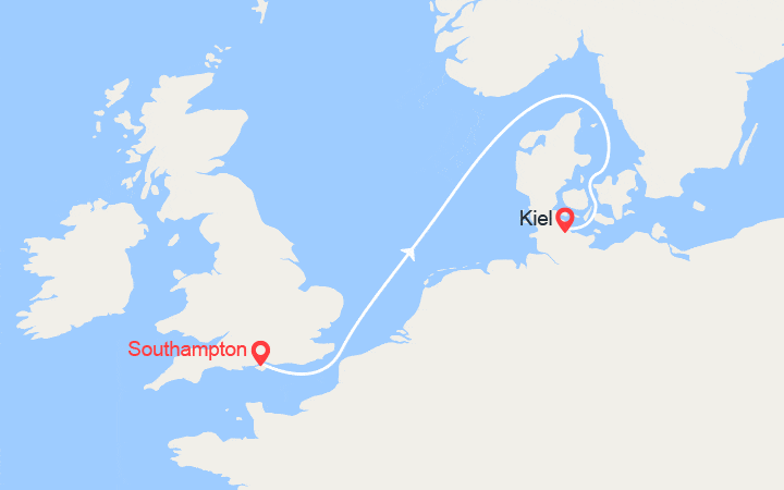 itinéraire croisière Europe du Nord : De Southampton à Kiel