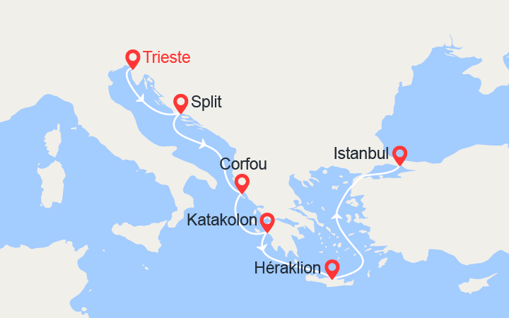 itinéraire croisière Iles grecques : De Trieste à Istanbul : Croatie, Grèce, Iles grecques 