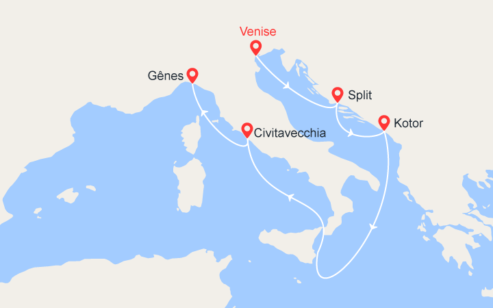 itinéraire croisière Croatie/Adriatique - Croatie/Adriatique : De Venise à Gênes : Croatie, Monténégro, Italie 