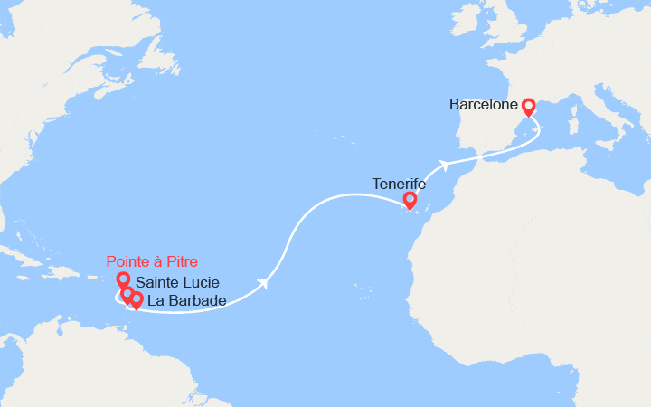 Itinéraire Des Antilles à la Méditerranée: de Pointe-à-Pitre à Barcelone 